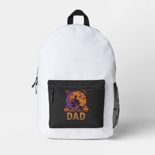 Broom Broke Dad Halloween Haunted House Moustache  Printed Backpack