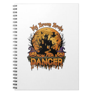 Broom Broke Dancer Halloween Haunted House Pumpkin Notebook