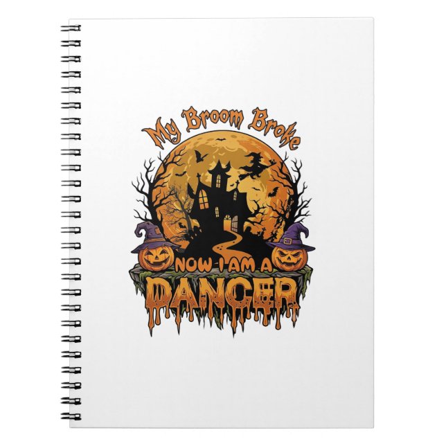 Broom Broke Dancer Halloween Haunted House Pumpkin Notebook (Front)