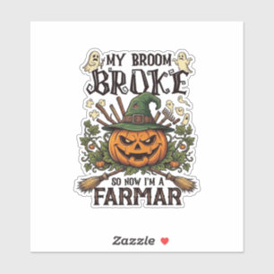 Broom Broke Farmar Halloween Pumpkin Witch Hat Gho