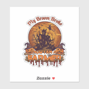 Broom Broke Farmer Halloween Witch Haunted House P