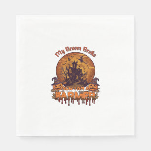 Broom Broke Farmer Halloween Witch Haunted House P Napkin