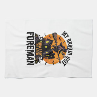 Broom Broke Foreman Witch Crew Halloween Design_1 Tea Towel