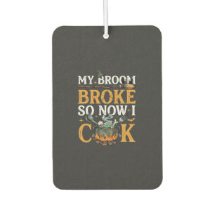 Broom Broke Halloween Cauldron Skulls Black Cat_1 Car Air Freshener