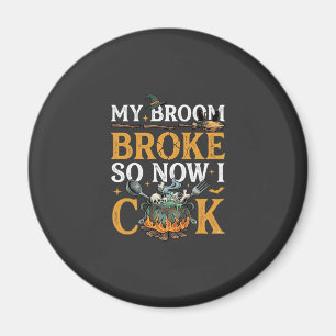 Broom Broke Halloween Cauldron Skulls Black Cat_1 Magnet