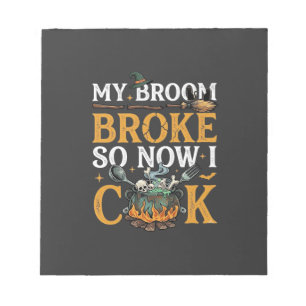 Broom Broke Halloween Cauldron Skulls Black Cat_1 Notepad