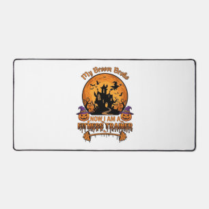 Broom Broke Halloween Fitness Trainer Witch Pumpki Desk Mat