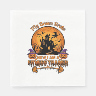 Broom Broke Halloween Fitness Trainer Witch Pumpki Napkin