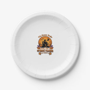 Broom Broke Halloween Fitness Trainer Witch Pumpki Paper Plate