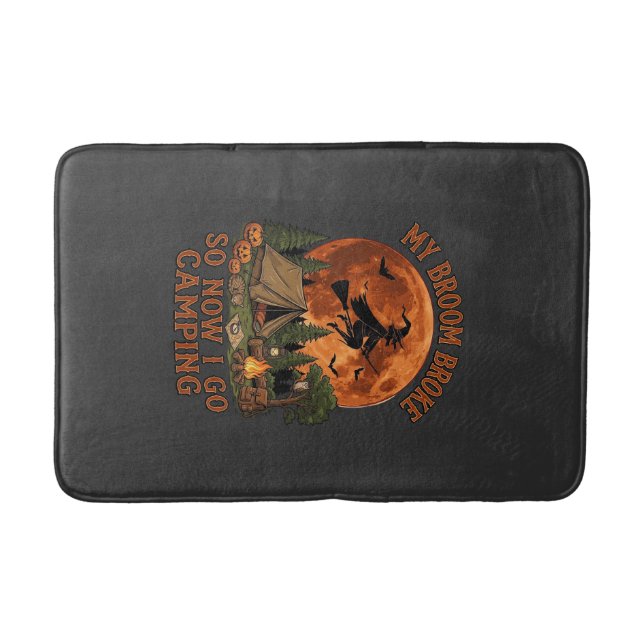 Broom Broke Halloween Witch Camping Tent Campfire  Bath Mat (Front)