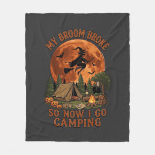 Broom Broke Halloween Witch Camping Tent Campfire Fleece Blanket