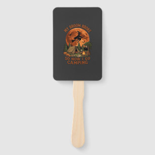 Broom Broke Halloween Witch Camping Tent Campfire Hand Fan