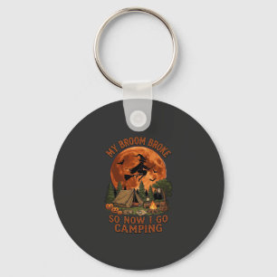 Broom Broke Halloween Witch Camping Tent Campfire  Key Ring