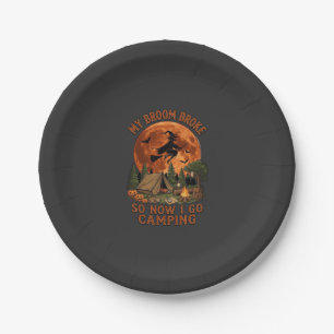 Broom Broke Halloween Witch Camping Tent Campfire Paper Plate