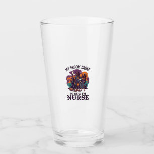 Broom Broke Nurse Halloween Witch Haunted House_1 Glass