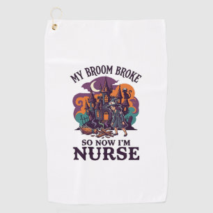 Broom Broke Nurse Halloween Witch Haunted House_1 Golf Towel