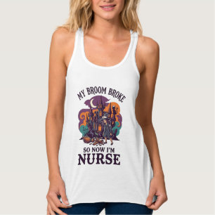 Broom Broke Nurse Halloween Witch Haunted House_1 Singlet