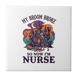 Broom Broke Nurse Halloween Witch Haunted House_1 Tile