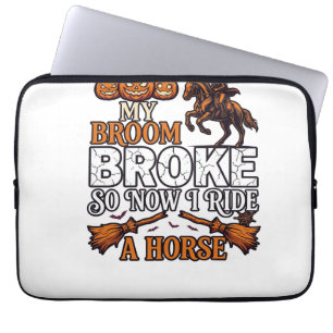 Broom Broke Ride Horse Pumpkin Cowboy Bats Laptop Sleeve