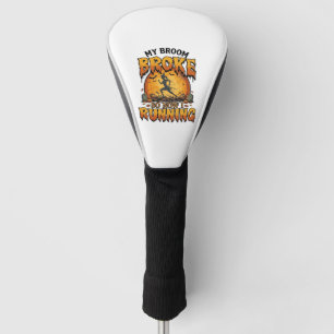 Broom Broke So Now Running Halloween Witch Moon_1 Golf Head Cover
