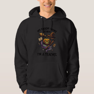 Broom Broke Teacher Halloween Pumpkin Witch Hat Bo Hoodie