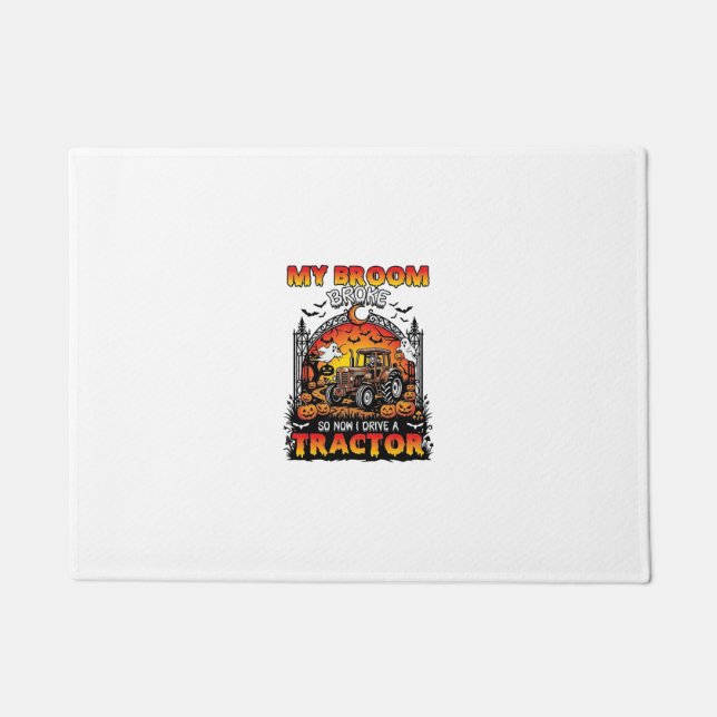 Broom Broke Tractor Halloween Witch Ghosts_1 Doormat (Front)