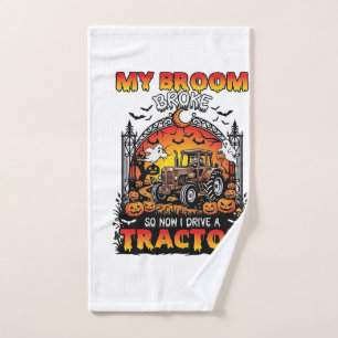 Broom Broke Tractor Halloween Witch Ghosts_1 Hand Towel
