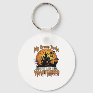 Broom Broke Waitress Halloween Witch Haunted House Key Ring