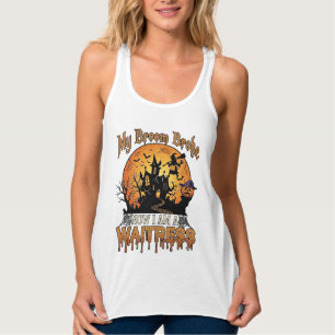 Broom Broke Waitress Halloween Witch Haunted House Singlet