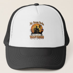 Broom Broke Waitress Halloween Witch Haunted House Trucker Hat