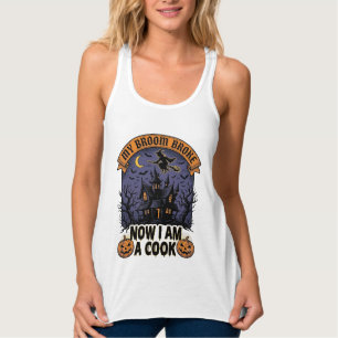 Broom Broke Witch Halloween Cook Pun_1 Singlet