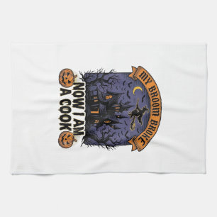 Broom Broke Witch Halloween Cook Pun_1 Tea Towel