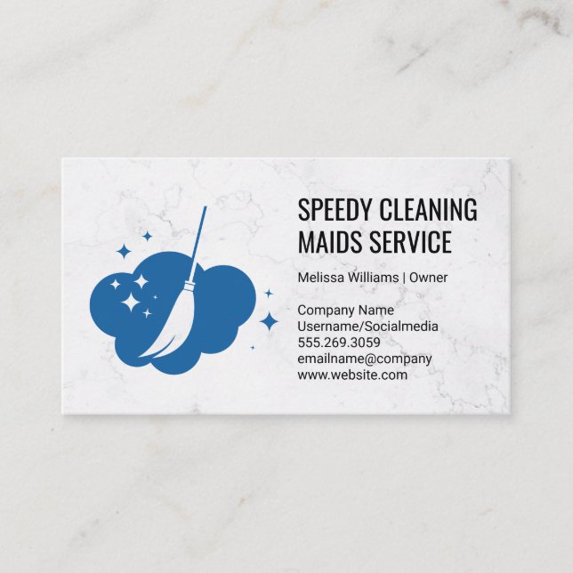 Broom Cleaning Logo Business Card (Front)
