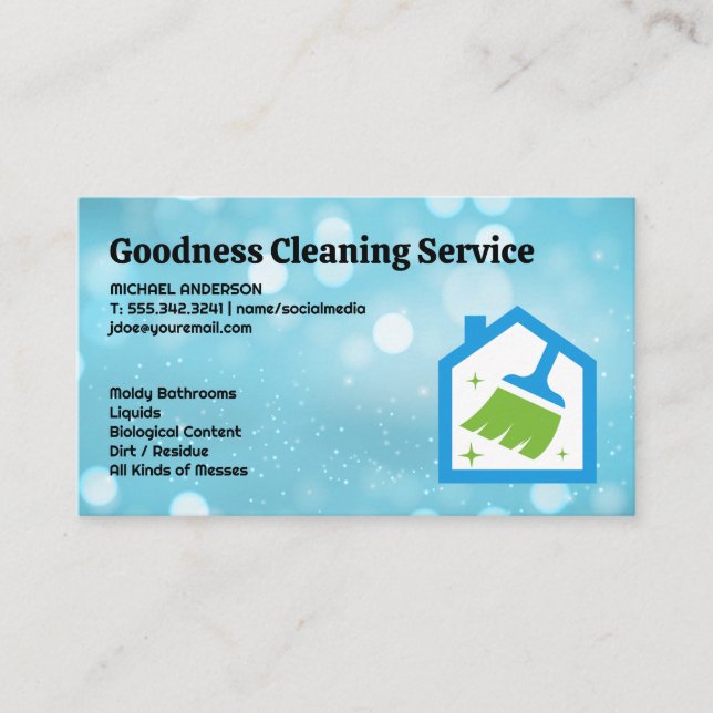 Broom House Logo | Cleaning Services Business Card (Front)