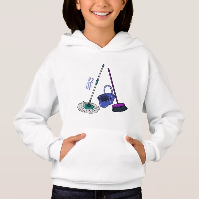 Broom & mop cartoon illustration (Front)