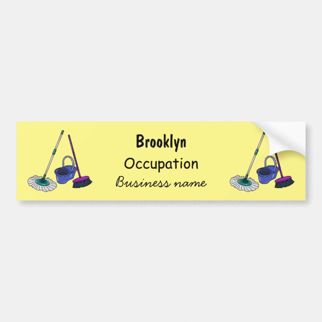 Broom & mop cartoon illustration bumper sticker (Front)