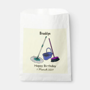 Broom & mop cartoon illustration favour bags