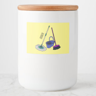 Broom & mop cartoon illustration food label