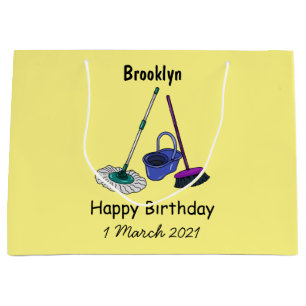 Broom & mop cartoon illustration large gift bag