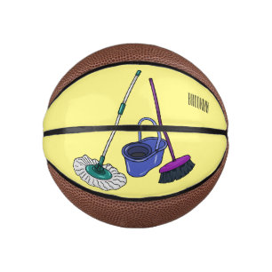 Broom & mop cartoon illustration mini basketball