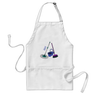 Broom & mop cartoon illustration standard apron