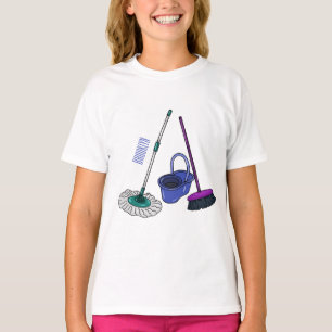 Broom & mop cartoon illustration T-Shirt
