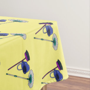 Broom & mop cartoon illustration tablecloth