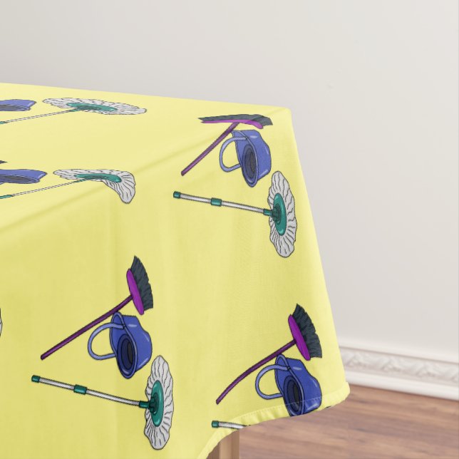 Broom & mop cartoon illustration tablecloth (In Situ)