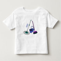 Broom & mop cartoon illustration