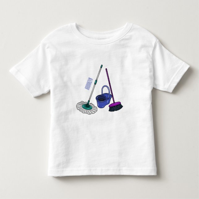 Broom & mop cartoon illustration toddler T-Shirt (Front)
