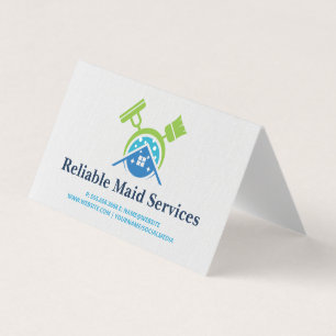 Broom Mop Cleaning Supplies Maid Services Business Card