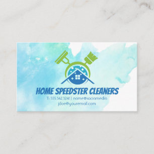 Broom Mop House Cleaning Logo Maids Business Card