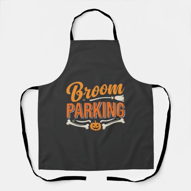 Broom Parking Halloween Vector Design_1 Apron (Front)