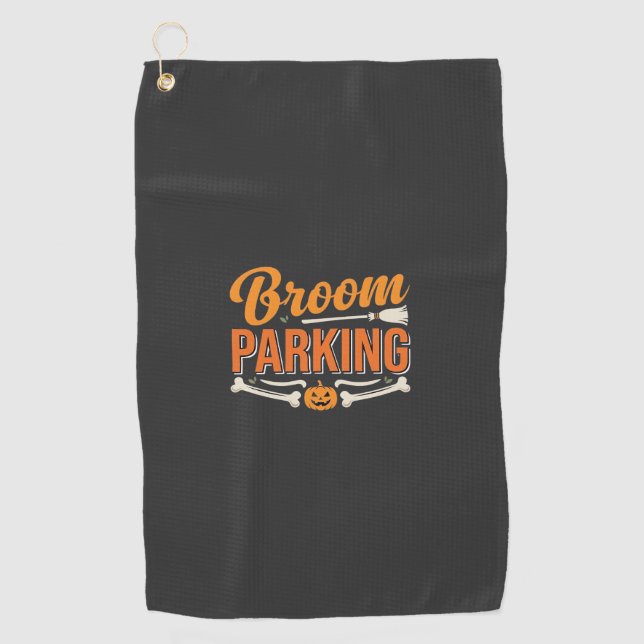 Broom Parking Halloween Vector Design_1 Golf Towel (Front)
